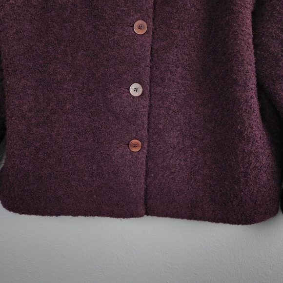 Eileen Fisher Wool Jacket Wine Boucle Medium - Picture 4 of 8